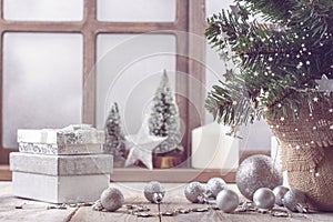 Windowsill with Christmas items