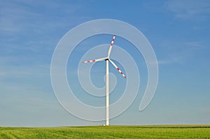 Windpower station in a cornfield