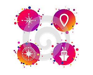 Windrose navigation compass, shipping delivery. Vector