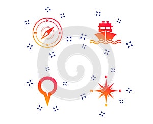 Windrose navigation compass, shipping delivery. Vector