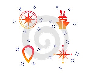 Windrose navigation compass, shipping delivery. Vector