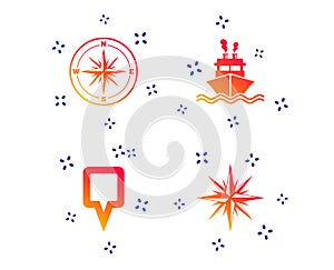 Windrose navigation compass, shipping delivery. Vector