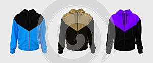 Windrunner jacket mockup in front view, isolated on white background, 3d rendering, 3d illustration photo