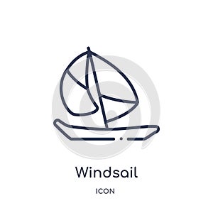 Windsail icon from nautical outline collection. Thin line windsail icon isolated on white background