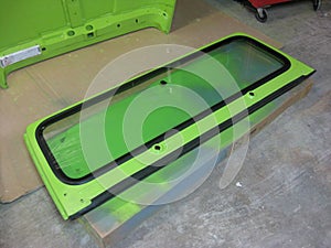 Windshield Auto Body Restoration, Lime Green Paint Job, 1990s Vehicle photo