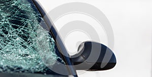 windshield of a car broken in an accident