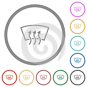 Windshield defrost flat icons with outlines
