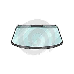 Windshield of passenger automobile. Part of car. Flat vector for advertising banner, poster or flyer of auto garage