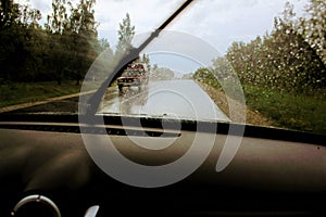 Windshield wipers working during the rain