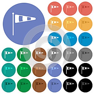 Windsock indicator solid round flat multi colored icons