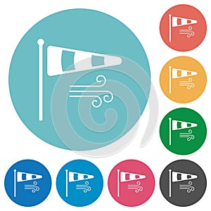 Windsock indicator with wind solid flat round icons
