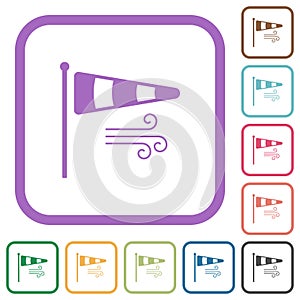 Windsock indicator with wind solid simple icons