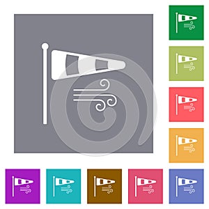 Windsock indicator with wind solid square flat icons