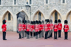 Changing guard ceremony in Windsor Castle, England