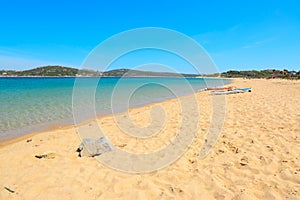 Windsurf board on a golden shore