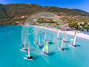Windsurf boats in Vasiliki, Lefkada Greece Ioanian Island photo