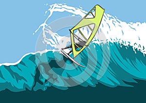Windsurfer on a big wave