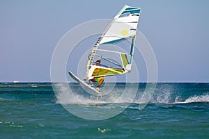 Windsurfer jumping