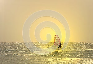 Windsurfer jumping