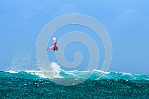 Windsurfer jumping