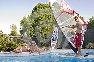Windsurfer in pool