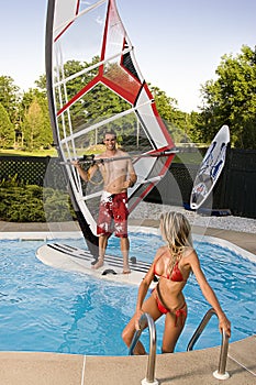 Windsurfer in pool