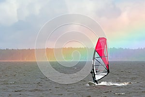 Windsurfer and Rainbow