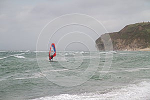 Windsurfer on the rough, stormy sea of the Skagerrak photo