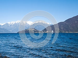 Windsurfer sailing on the lake photo