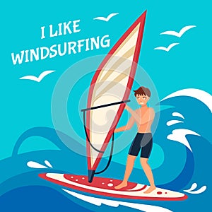 Windsurfing Background Illustration