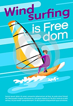 Windsurfing is freedom poster vector template
