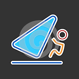 Windsurfing jumping over the water. Flat design