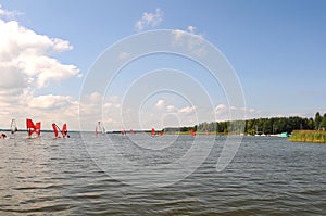 Windsurfing on lake
