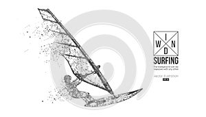 Windsurfing. Silhouette of a windsurfer. Freeride competition. Vector illustration. Thanks for watching