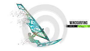 Windsurfing. Silhouette of a windsurfer. Freeride competition. Vector illustration. Thanks for watching