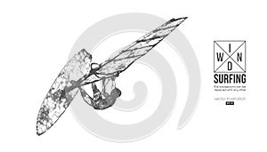 Windsurfing. Silhouette of a windsurfer. Freeride competition. Vector illustration. Thanks for watching