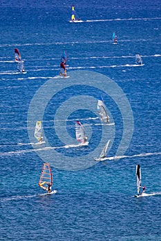 Windsurfing in Vassiliki bay, Lefkada island, Greece