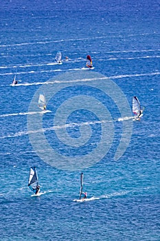 Windsurfing in Vassiliki bay, Lefkada island, Greece