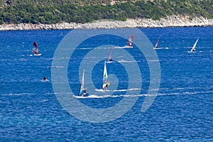 Windsurfing in Vassiliki bay, Lefkada island, Greece