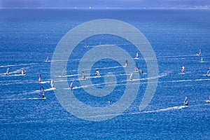 Windsurfing in Vassiliki bay, Lefkada island, Greece