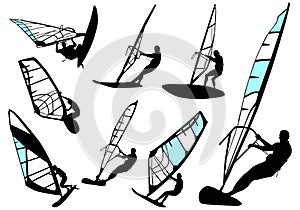 Windsurfing - vector set