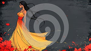 Windswept Elegance, Yellow Gown