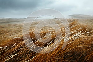 Windswept landscapes during windy weather