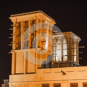 A Windtower at Night in Dubai