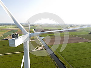 Windturbine in windpark, Flevoland, Holland