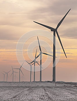 Windturbines at dusk