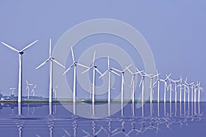 Windturbines at the IJsselmeer in Holland photo