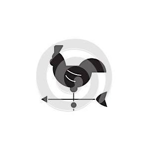 Windvane rooster black vector concept icon. Windvane rooster flat illustration, sign