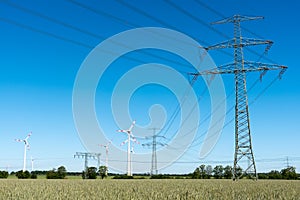 Windwheels and power transmission lines in Germany