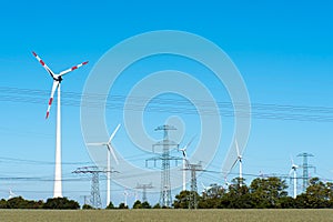 Windwheels and power transmission lines in Germany